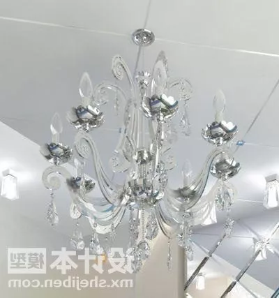 Beautiful Retro Chandelier With Shades 3d model