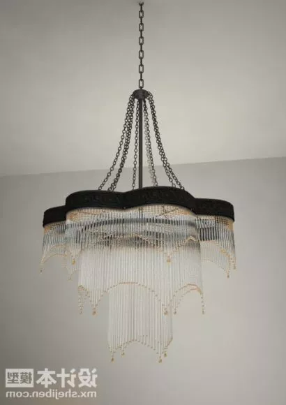 Beautiful Retro Chandelier With Shades 3d model
