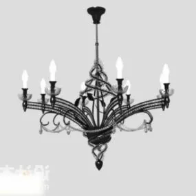 Chandelier Lamp Black Wrought Iron 3d model