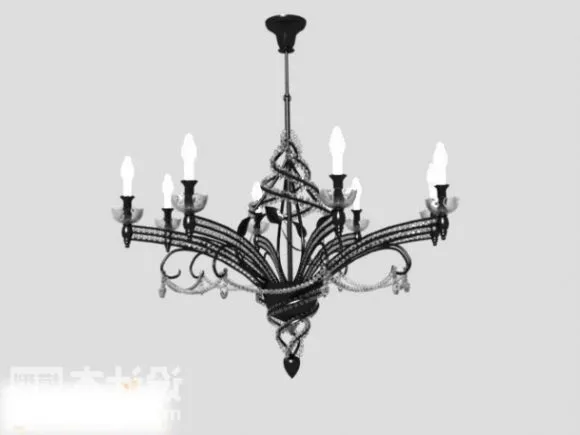 Chandelier Lamp Black Wrought Iron 3d model Chandelier Lamp Black Wrought Iron 3d model