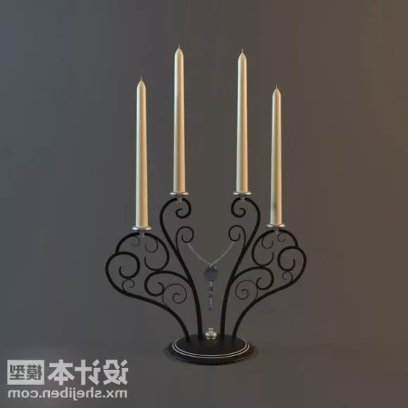 Candles Lamp Vintage Base 3d model Candles Lamp Vintage Base 3d model