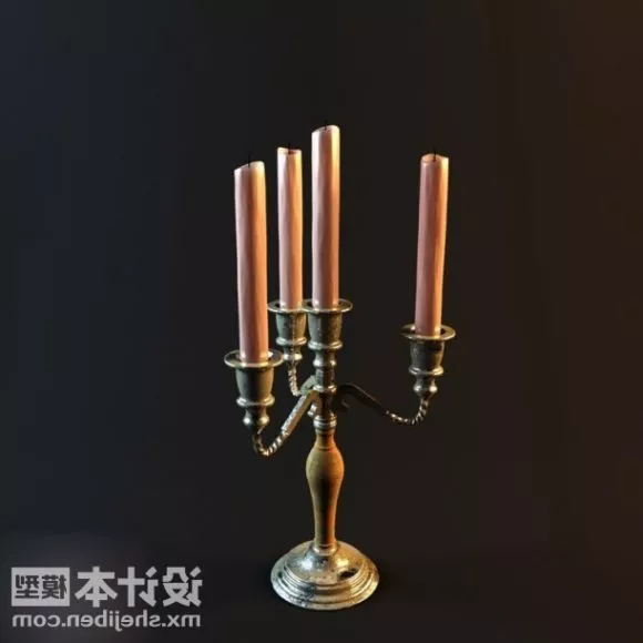 Antique Candles Lamp Brass Base 3d model Antique Candles Lamp Brass Base 3d model