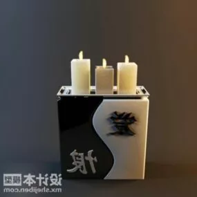 Candles Lamp On Box 3d model