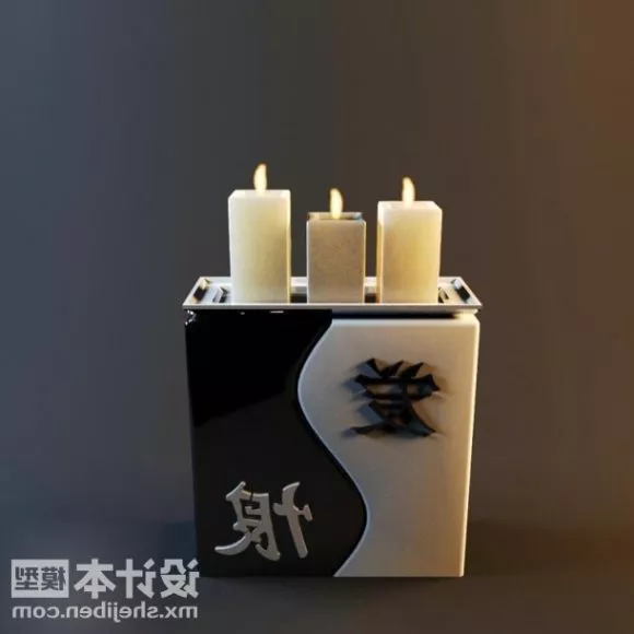 Candles Lamp On Box 3d model Candles Lamp On Box 3d model