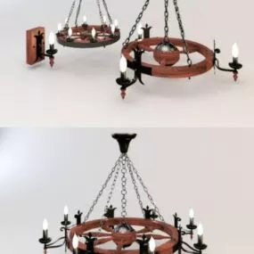 Chandelier Lamp Wheels Style 3d model