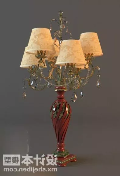 Vintage Table Lamp Wooden Base 3d model Vintage Table Lamp Wooden Base 3d model
