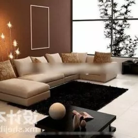 Modern Living Room Sofa Table Decoration 3d model