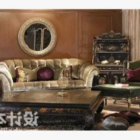 European Retro Sofa Mirror Set 3d model