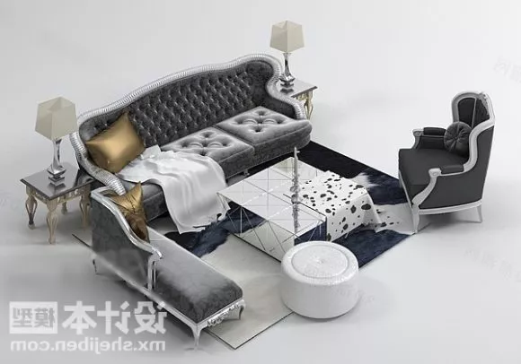 Modern Sofa Table Living Room Full Set 3d model Modern Sofa Table Living Room Full Set 3d model