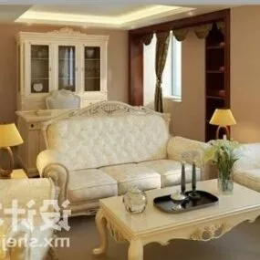 European Living Room With Sofa Table 3d model