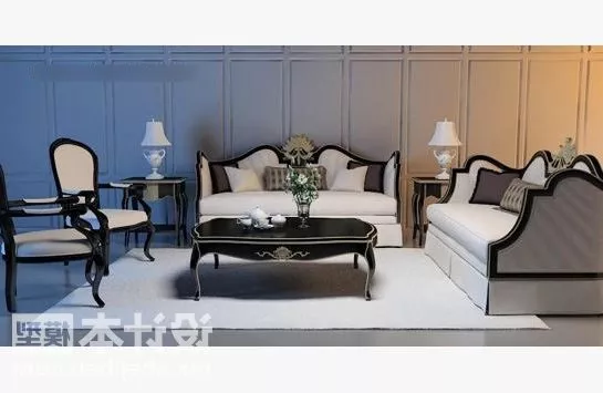 Beautiful Antique Sofa Table Set 3d model Beautiful Antique Sofa Table Set 3d model