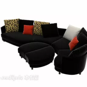Black Sofa Stool With Cushion 3d model