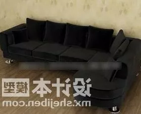 L Sofa Black Velvet 3d model
