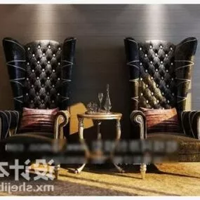 Antique Black Armchair With Console Table 3d model