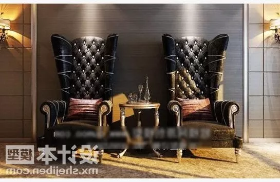 Antique Black Armchair With Console Table 3d model Antique Black Armchair With Console Table 3d model