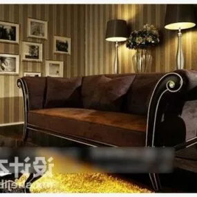 European Classic Leather Sofa 3d model