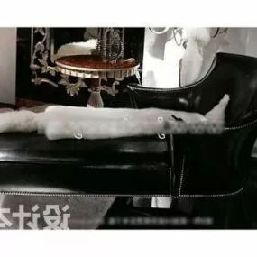 Antique Sofa Black Leather 3d model
