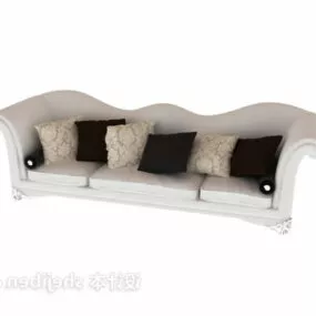 White Sofa With Cushion 3d model