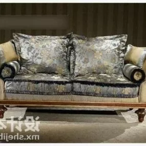 Vintage Style Sofa With Cushion 3d model