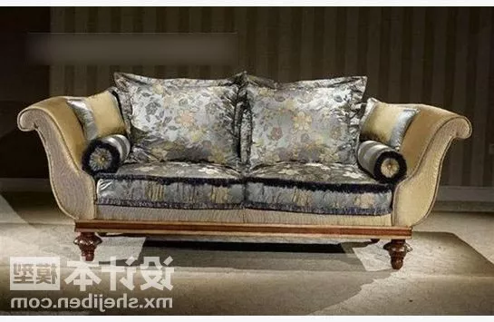 Vintage Style Sofa With Cushion 3d model Vintage Style Sofa With Cushion 3d model