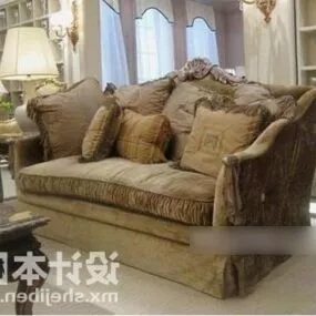 Vintage Upholstery Sofa With Cushion 3d model