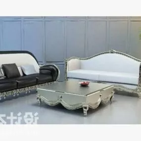 Camel Sofa With Table 3d model