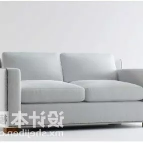 Two Seaters White Sofa Modern Style 3d model