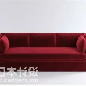 Velvet Sofa Red Color 3d model