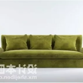 Green Fabric Sofa With Cushion 3d model