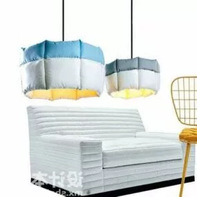 White Strip Pattern Sofa 3d model