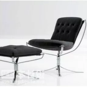 Leather Lounge Armchair With Ottoman 3d model