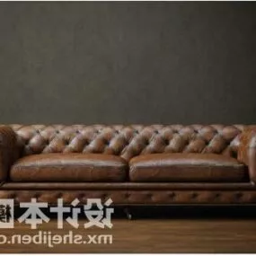 Chesterfield Sofa Brown Leather 3d model