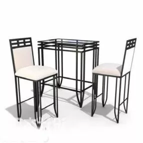 Garden Iron Coffee Table And Chair 3d model