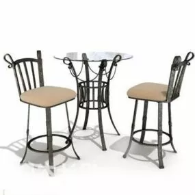 Industrial Coffee Table And Chair 3d model