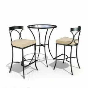 Iron High Coffee Table And Chair 3d model