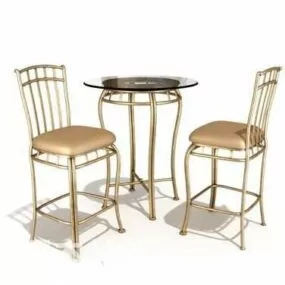 Round Glass Coffee Table And Chair 3d model