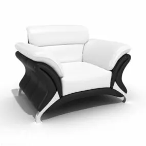 Living Room Single Sofa White Leather 3d model