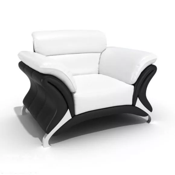 Living Room Single Sofa White Leather 3d model Living Room Single Sofa White Leather 3d model