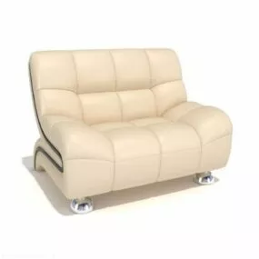 Beige Leather Sofa Armchair 3d model