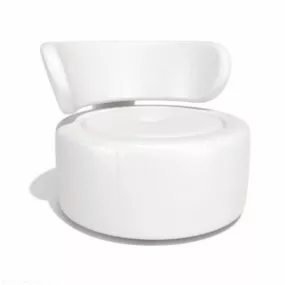 Round Armchair White Leather 3d model