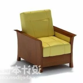 Upholstery Armchair Wood Base 3d model