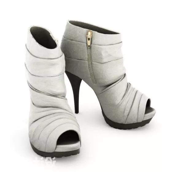 White Leather High Heels 3d model White Leather High Heels 3d model