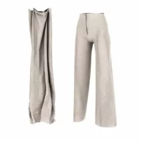 Women Pant Beige Color 3d model