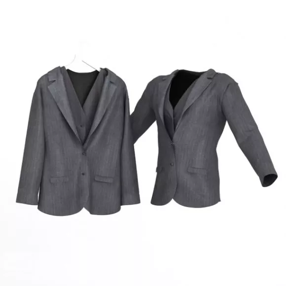 Fur Coat With Hanger Stand 3d model