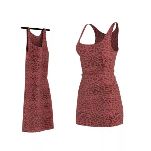 Dark Red Dress 3d model Dark Red Dress 3d model