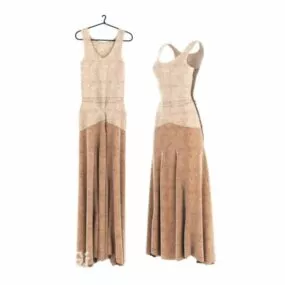 Women Dress Beige Color 3d model