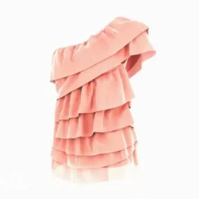 Red Stylized Fashion Dress 3d model