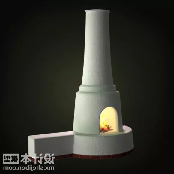 Elegant Modern Fireplace 3d model
