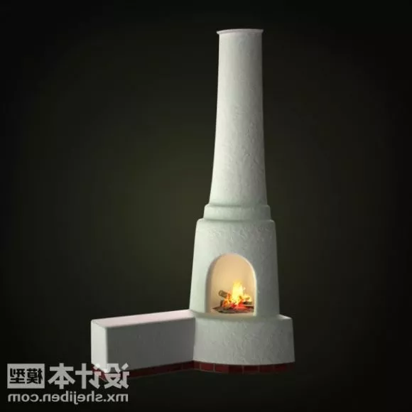 Stone Fireplace Simple Style 3d model