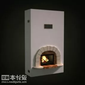 Modern Stone Fireplace 3d model